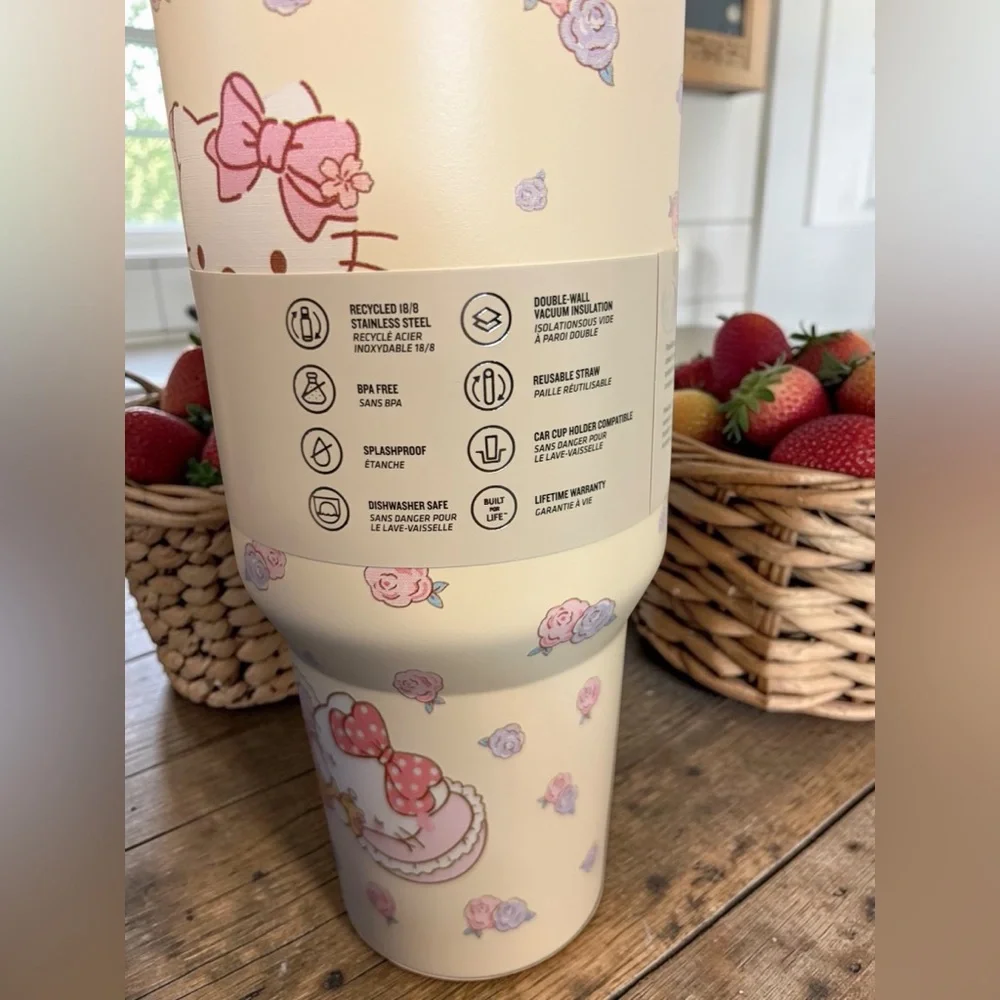 Stanley Hello Kitty Cream & Pink Floral Travel Tumbler - Picture 3 of 5